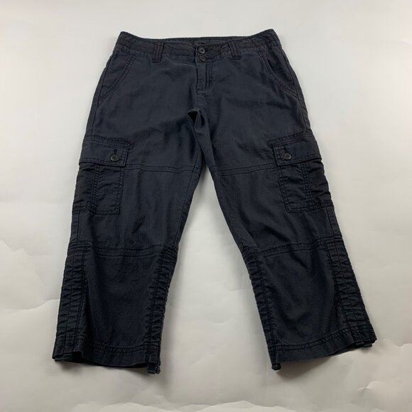 Prana Charcoal Canvas Low Rise Cargo Capri Pant 4 - Picture 1 of 7